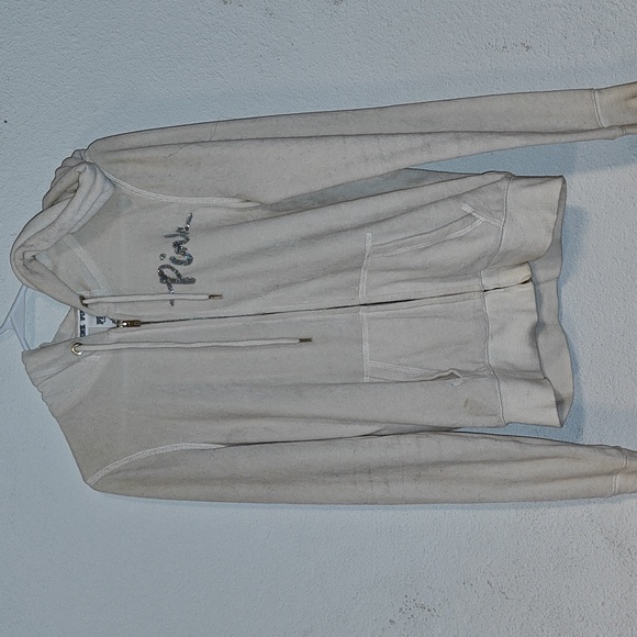 Victorias Secret PINK cream silver hoody jacket sz small - Picture 2 of 7